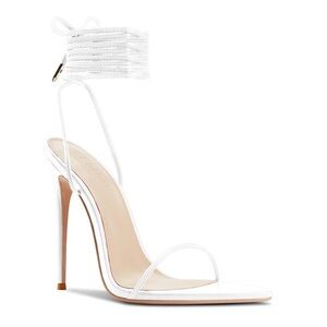 Femme LA - Luce Minimale White Ankle-Tie High Heel Sandal - Women Shoes